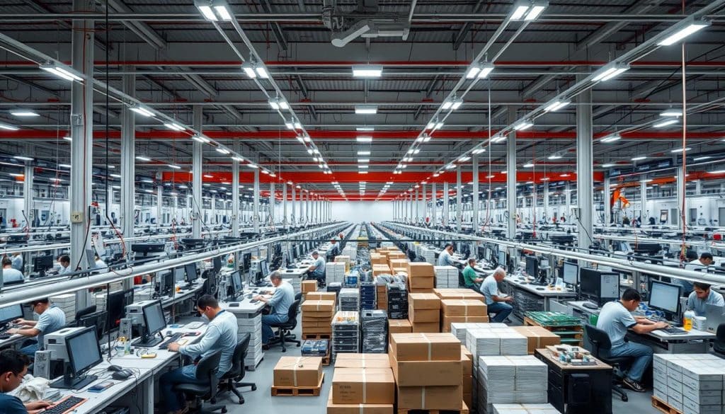 Chinese manufacturing facility producing electronics for export Chinese manufacturing facility producing electronics for export