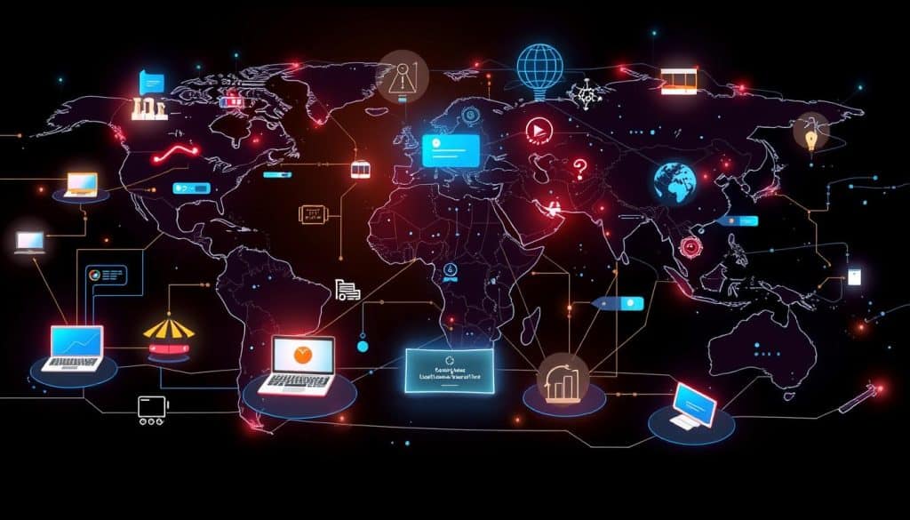 Digital trade concept showing global e-commerce Digital trade concept showing global e-commerce