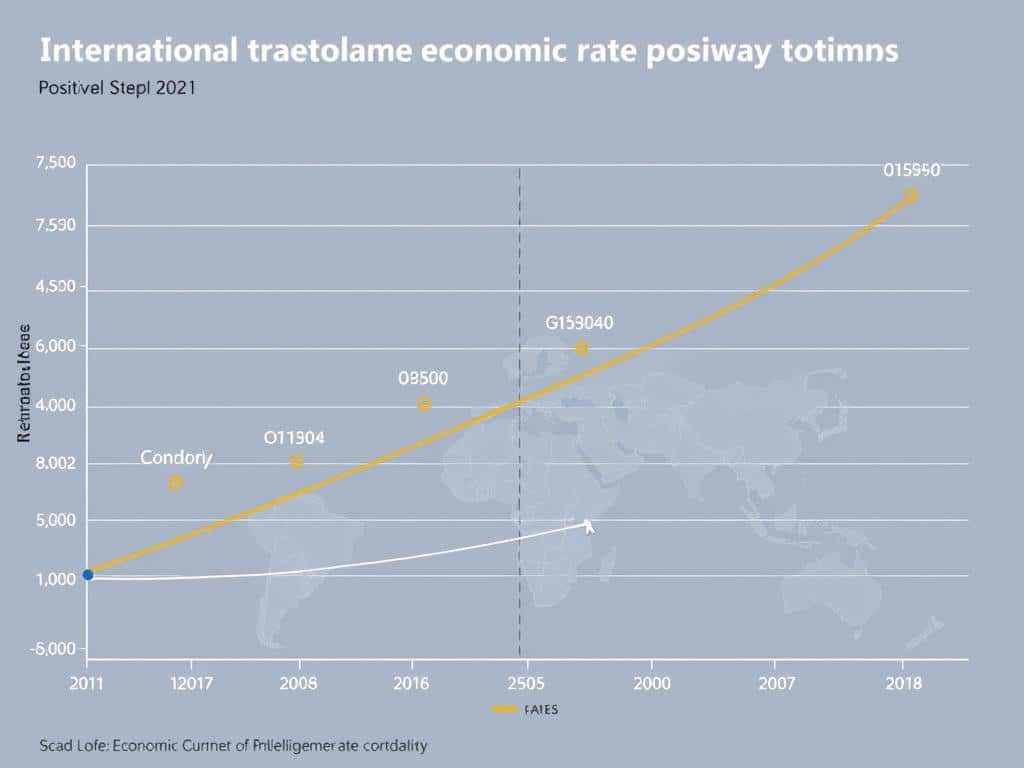Graph showing economic growth correlation with international trade volume Graph showing economic growth correlation with international trade volume